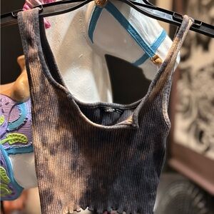 SHEIN Black and Blue Ribbed Crop Tank Top